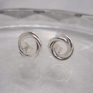 sterling silver 3 ring stud earrings