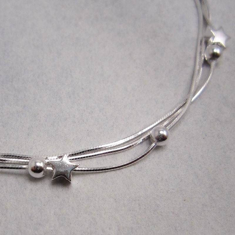 Sterling Silver 3 Snake Chain Bracelet 16.25cms extending to 20cms - Image 2