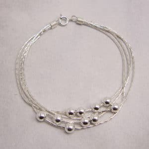 sterling silver 4 chain bracelet with silver balls