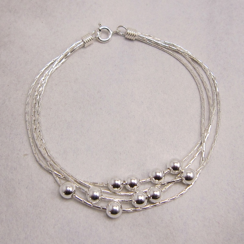sterling silver 4 chain bracelet with silver balls