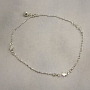 sterling silver ball chain anklet with 3 stars