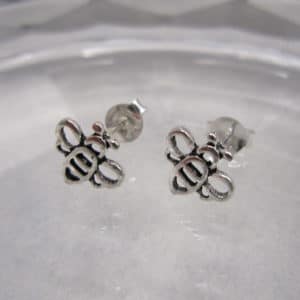 sterling silver bee open design stud earrings