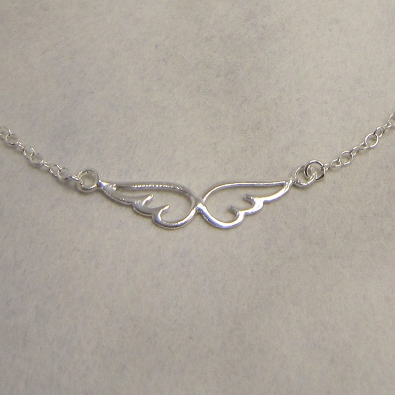 Sterling Silver Chain Anklet with Angel Wings 22.5cms extending to 25cms - Image 2