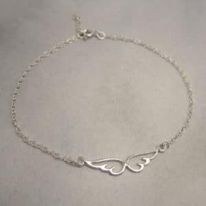 sterling silver chain anklet with angel wings