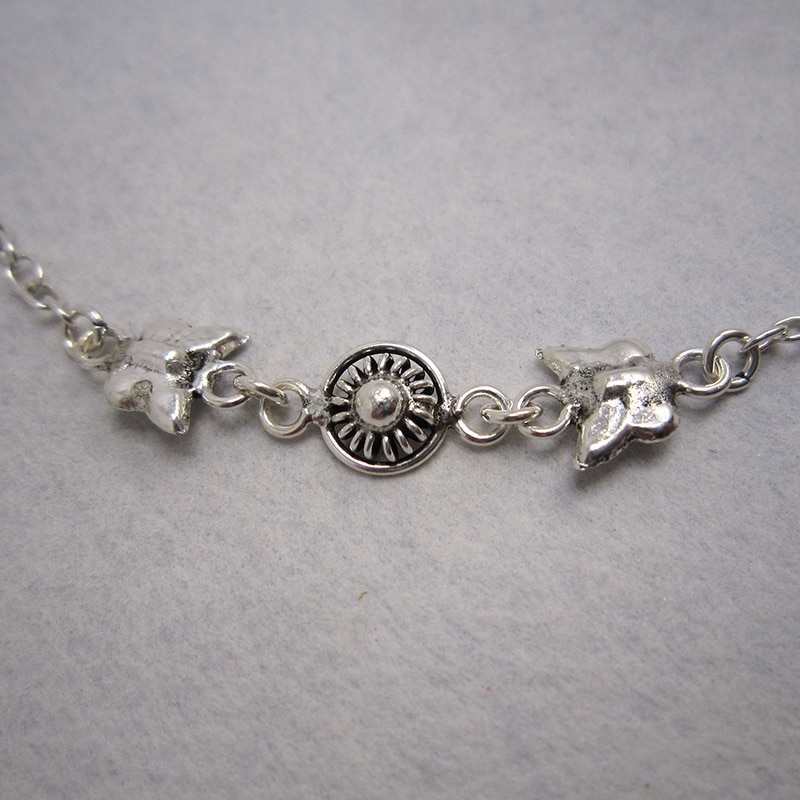 Sterling Silver Chain Anklet with Butterflies and Dome Detail 25cms - Image 2
