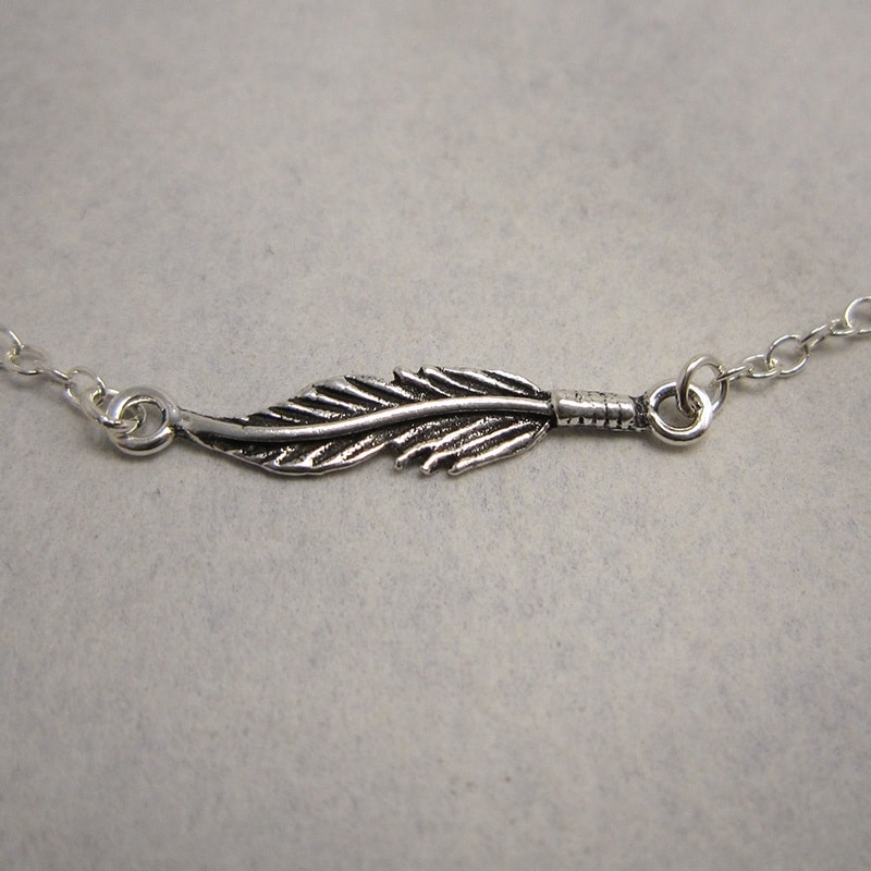 Sterling Silver Chain Anklet with Feather detail 22.5cms extending to 25cms - Image 2