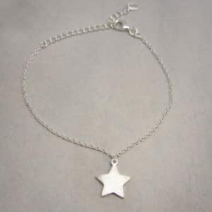 sterling silver chain bracelet with hanging star