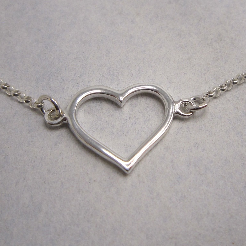 Sterling Silver Chain Bracelet with Heart 17.5cms extending to 20cms - Image 2