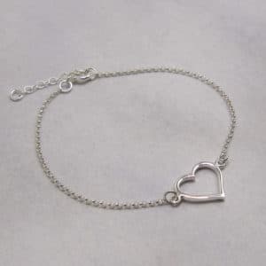 sterling silver chain bracelet with heart
