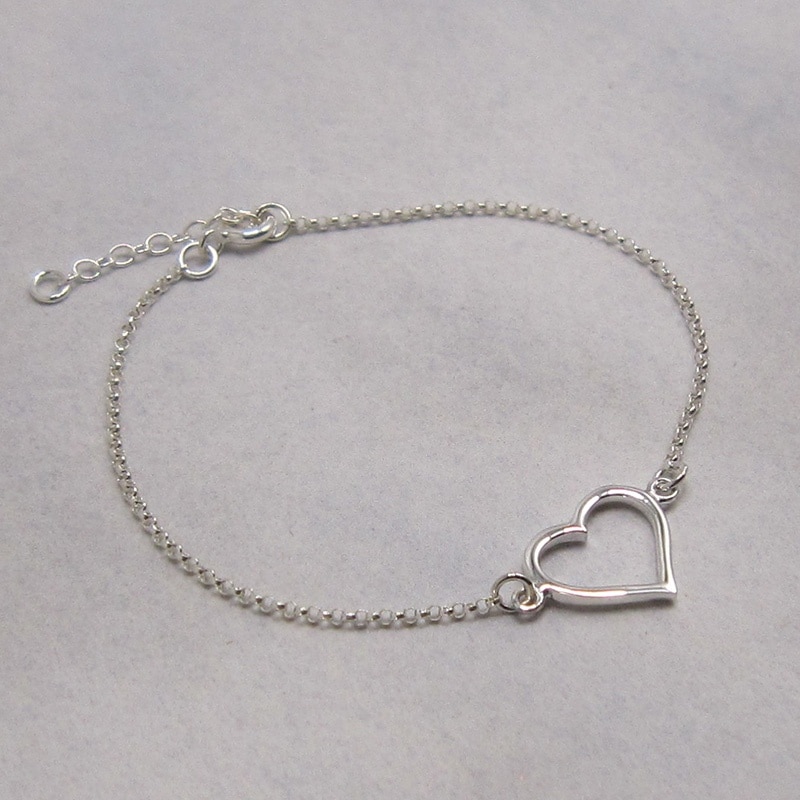 sterling silver chain bracelet with heart