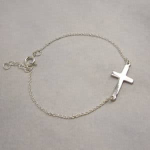 sterling silver cross chain bracelet