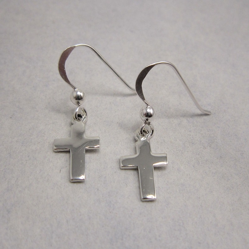 Sterling Silver Cross Drop Earrings - Image 2
