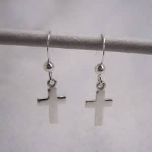 sterling silver cross drop earrings