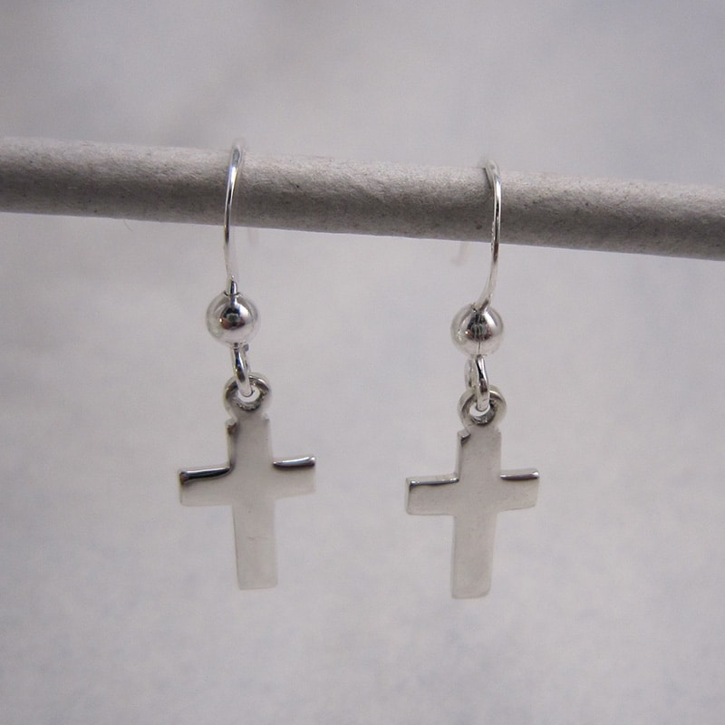 sterling silver cross drop earrings