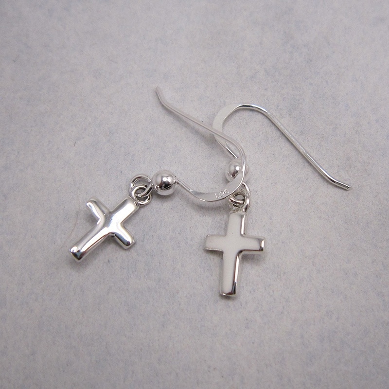 Sterling Silver Cross Drop Earrings (medium) - Image 2
