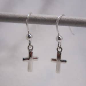 sterling silver cross drop earrings