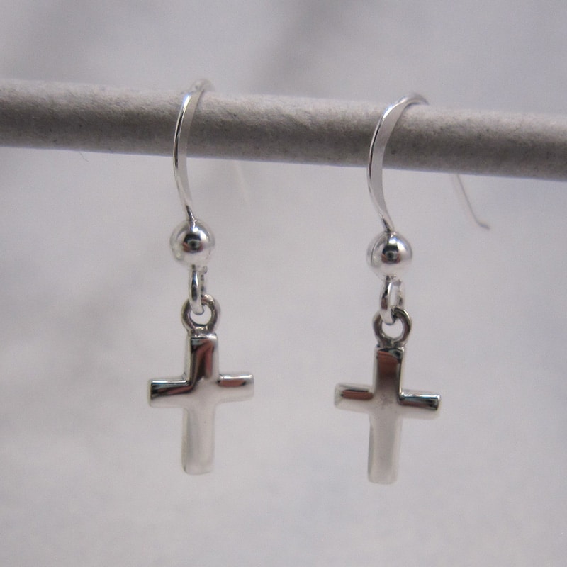 sterling silver cross drop earrings