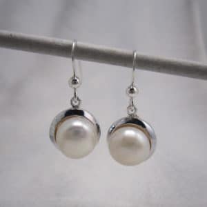 sterling silver drop earrings with freshwater pearls