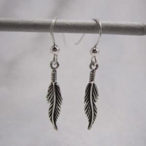 sterling silver feather drop earrings