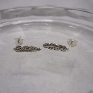 sterling silver feather stud earrings