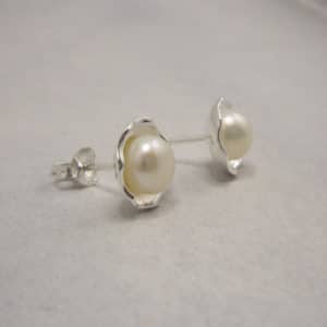 sterling silver freshwater pearl stud earrings