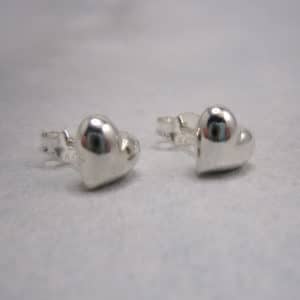 sterling silver heart stud earrings