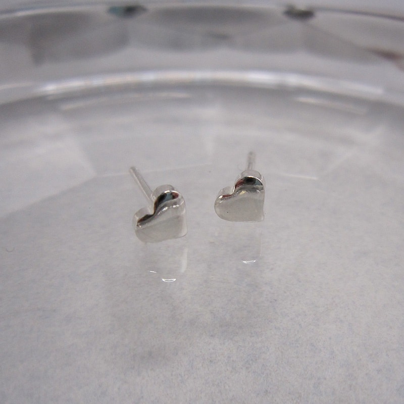 Sterling Silver Heart Stud Earrings (Mini) - Image 2