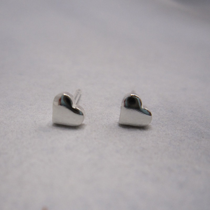 sterling silver heart stud earrings