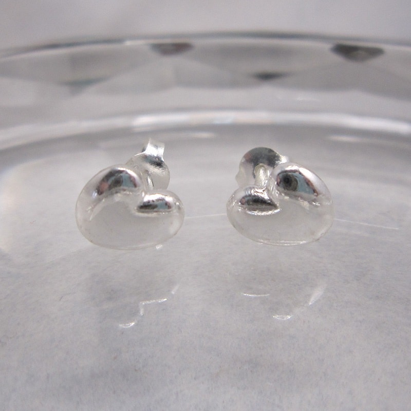 Sterling Silver Heart (lobsided) Stud Earrings - Image 2