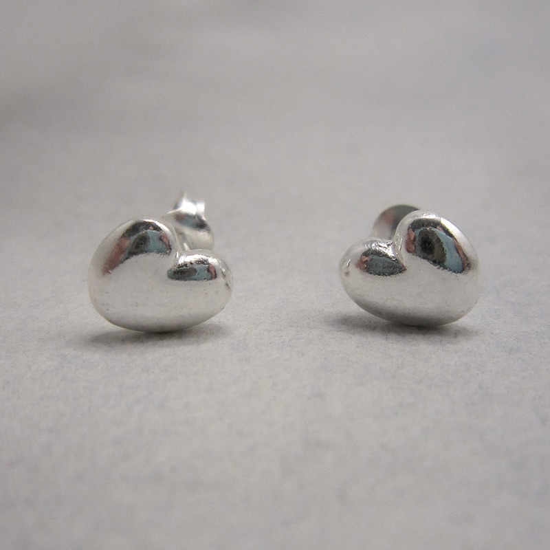 sterling silver heart stud earrings