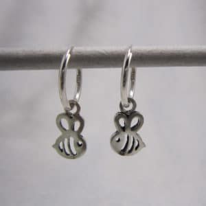 sterling silver hoop earrings with bee drops