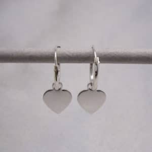 sterling silver hoop earrings with heart drops