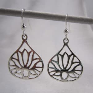 sterling silver lotus flower drop earrings