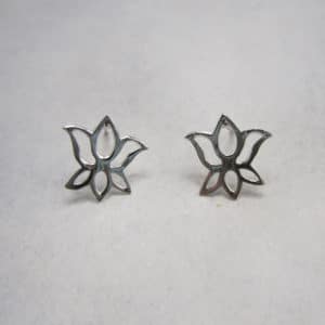 sterling silver lotus flower stud earrings