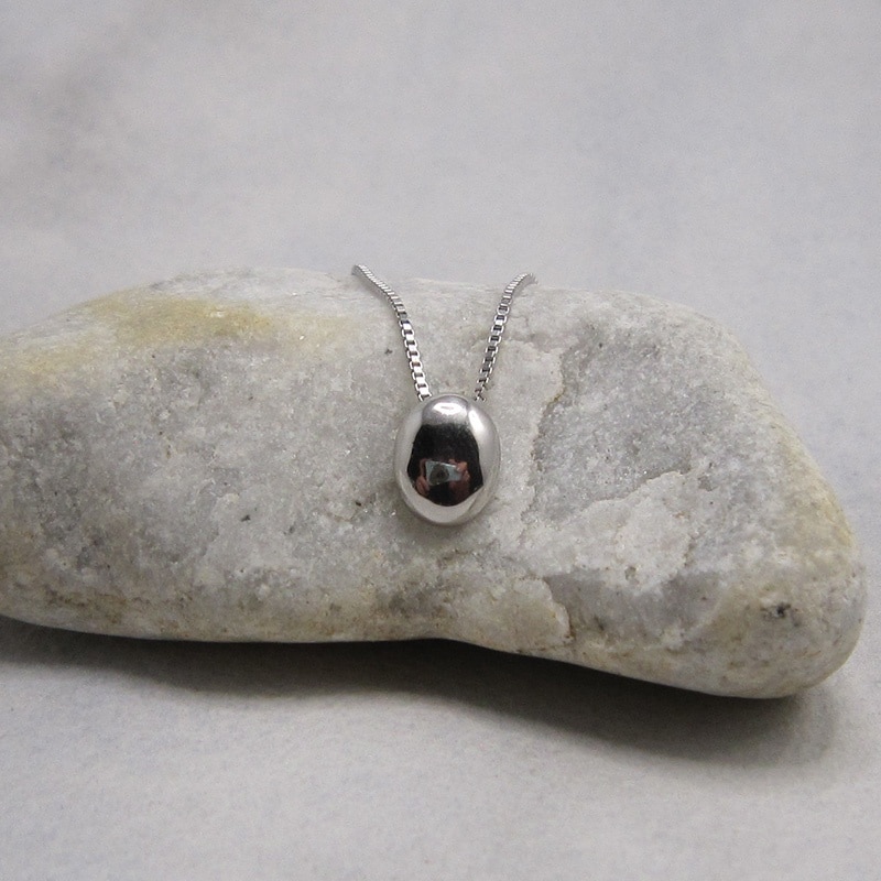 sterling silver necklace with pebble drop