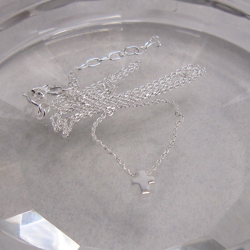 Sterling Silver Necklace with Tiny Cross 40cms extends to 45cms - Image 2