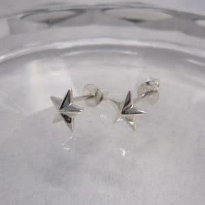 sterling silver star faceted stud earrings