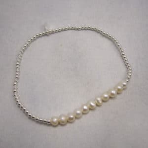 sterling silver stretch bracelet with 11 freshwater pearls