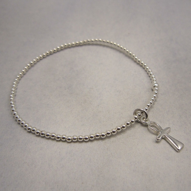 sterling silver stretch bracelet with ankh
