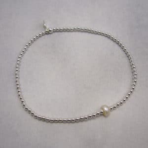 sterling silver stretch bracelet with freshwater pearl
