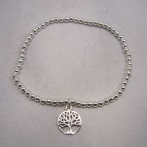 Sterling Silver Stretch Bracelet with Tree of Life