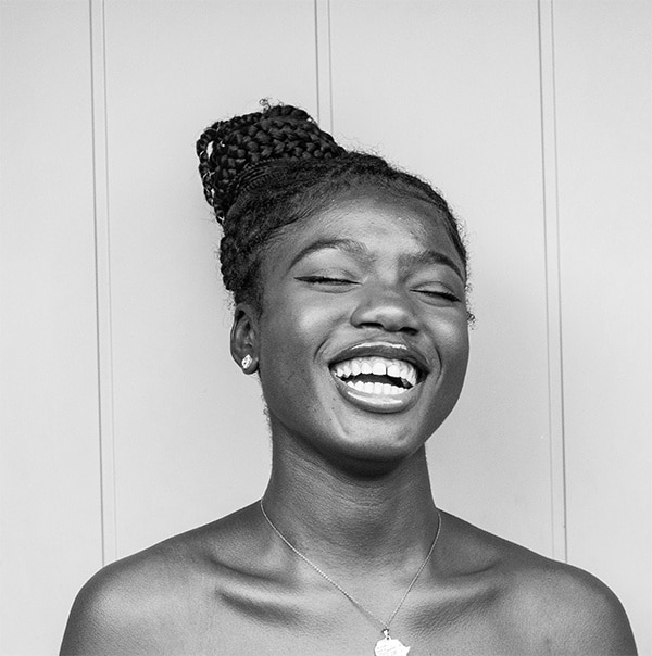 Woman wearing stud earrings